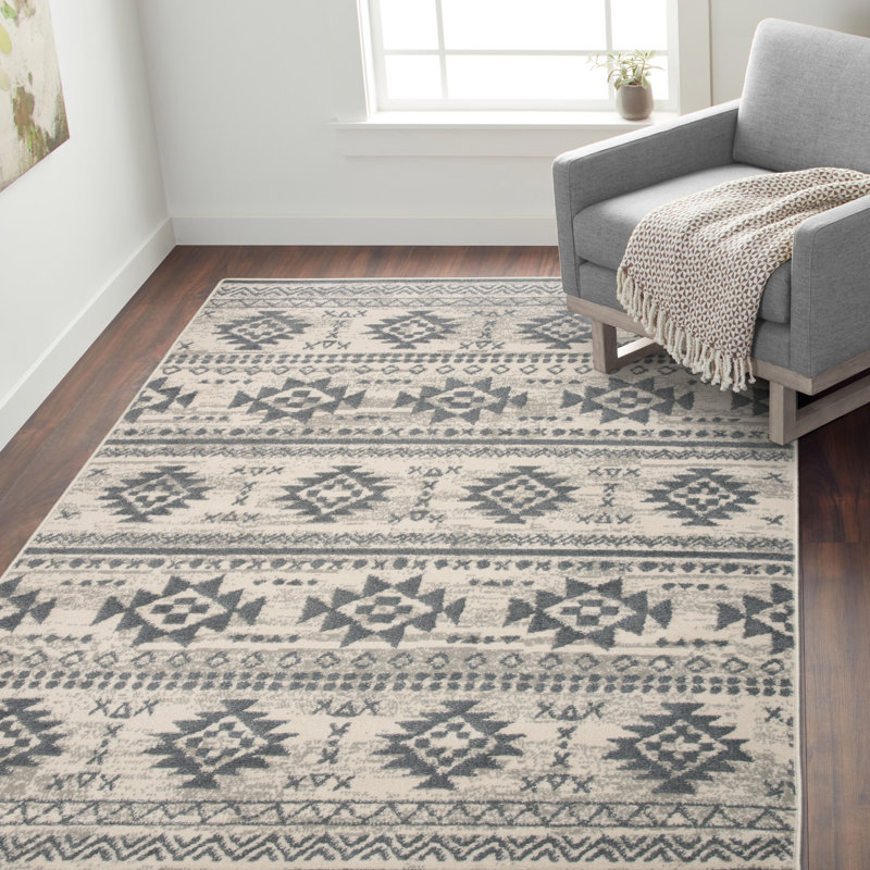 Foundry Select Tribal Southwestern Cream/Grey Area Rug & Reviews Wayfair